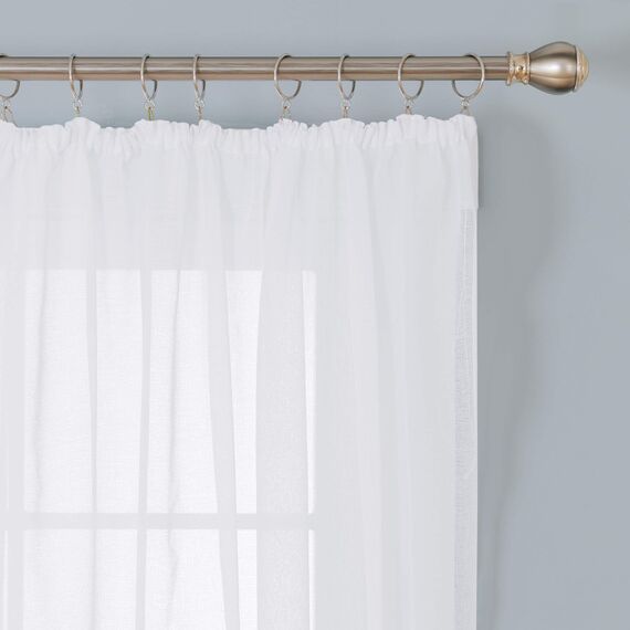 Deconovo Vorhang mit Kräuselband Wohnzimmer Stores Schal Transparent Gardinen für Schiene Schlafzimmer Leinenoptik, 229x140 cm(HöhexBreite), Weiß, 2er Set