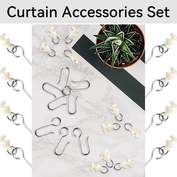 Svalor 120 Stück Gardinenhaken Gleiter, Gardinenröllchen für Schiene, Curtain Hooks, Gardinenröllchen, Gardinen Gleiter mit Metall Vorhang Haken für Fenstervorhang Türvorhang Duschvorhang