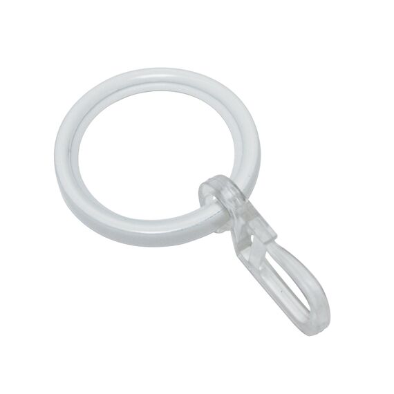 Gardinia Gardinenringe für Gardinenstangen mit 20 mm Durchmesser, Inklusive Gleiteinlage und Faltenlegehaken, 10 Stück, Serie Chicago, Breite 4 mm, Metall, Weiß, 11275