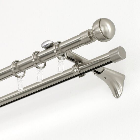 GARDINIA Gardinenringe für Gardinenstangen mit Ø 20 mm, Mit Gleiteinlage und Gardinenhaken, 10 Stück, Serie Chicago, Breite 4 mm, Metall, Edelstahl-Optik (Packung mit 2)