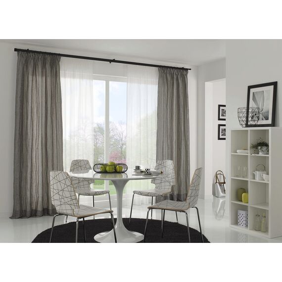 Gardinia Gardinenringe für Gardinenstangen mit Ø 20 mm, Mit Gleiteinlage und Gardinenhaken, 10 Stück, Serie Chicago, Breite 4 mm, Metall, Schwarz-matt