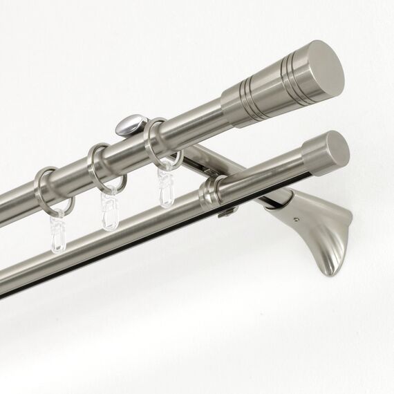 GARDINIA Gardinenringe für Gardinenstangen mit Ø 20 mm, Mit Gleiteinlage und Gardinenhaken, 10 Stück, Serie Chicago, Breite 4 mm, Metall, Edelstahl-Optik (Packung mit 2)