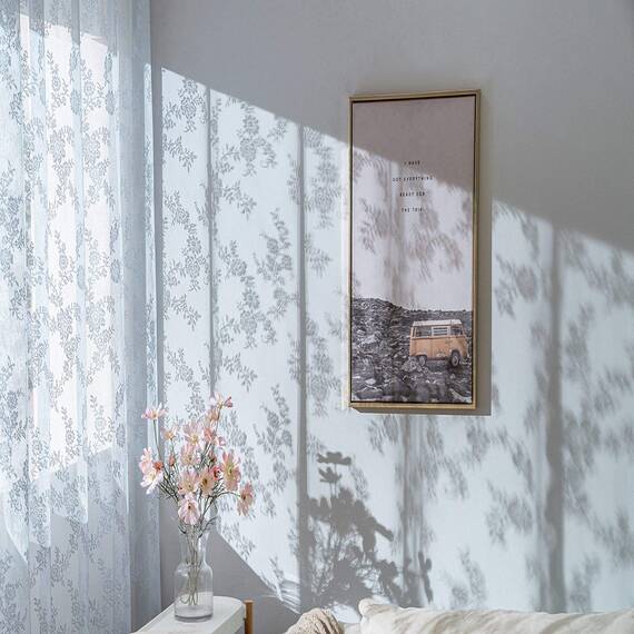 MIULEE Gardinen Spitze-Wunderschöne Grau Blumen Bestickte Spitzengardinen, 2er Set Transparent Vorhang Spitze Vintage, Voile Spitzenvorhänge mit Ösen für Wohnzimmer Schlafzimmer Dekor, 2X H225xB150cm