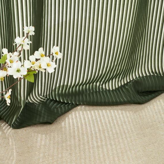 Topfinel Voile Gardinen Kurz Fenster 2er Set 140x145cm Sheer Curtain mit Ösen Vorhang Wohnzimmer Modern Transparent Schlafzimmer Wohnzimmer Vorhänge Durchsichtig Küche Gardine Grün