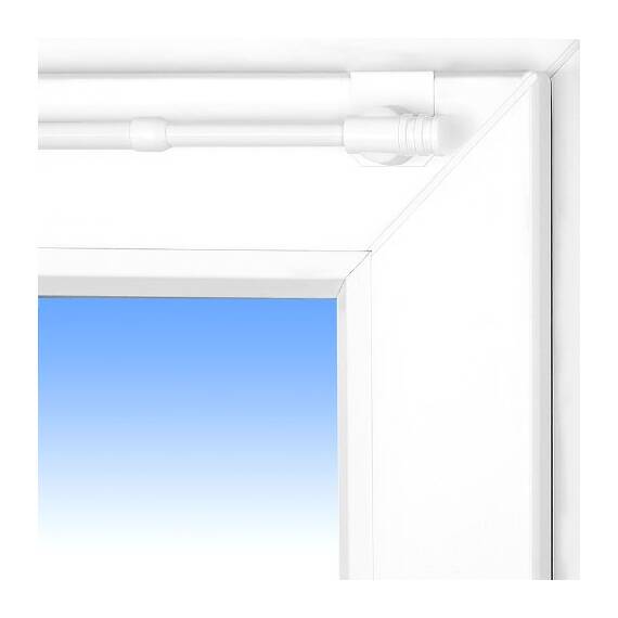 Gardinenstange "Basic" Fix-Klick, ausziehbar, weiß, Klemmstange, Spannfix, inkl. Fensterhaken/Befestigung, Klemmbereich von 15-20 mm, verschiedene Längen (35-55 cm ausziehbar)