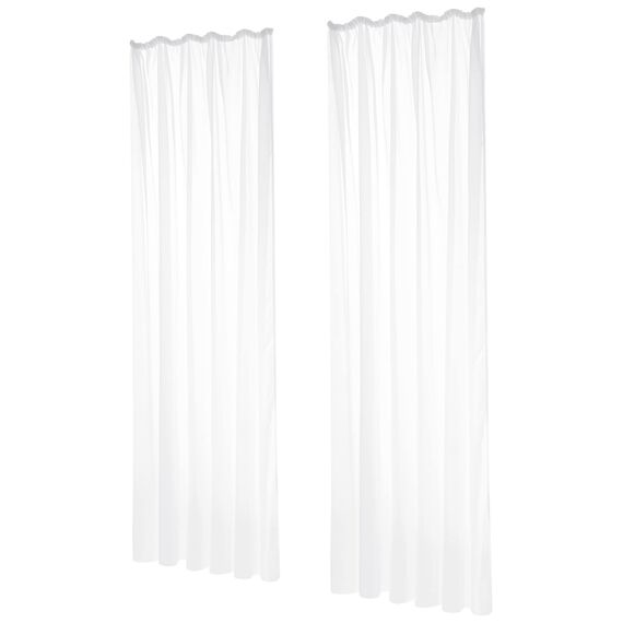 Deconovo Gardinen mit Kräuselband Gardinen Wohnzimmer Stores Schals Transparent Schiene Schlafzimmer Leinenoptik 175x140 cm(HöhexBreite), Weiß, 2er Set