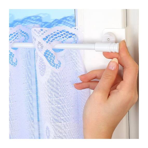 Gardinenstange "Basic" Fix-Klick, ausziehbar, weiß, Klemmstange, Spannfix, inkl. Fensterhaken/Befestigung, Klemmbereich von 15-20 mm, verschiedene Längen (35-55 cm ausziehbar)