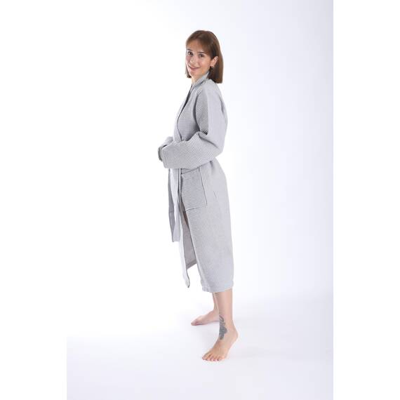 nottoc Bademantel 100% Baumwolle Waffelstoff Reisebademantel für Damen und Herren, Weiches, Saugfähiges und Leichtes Spa Bademäntel (DE/NL/SE/PL, Alphanumerisch, XL, Regular, Regular, Silbergrau)