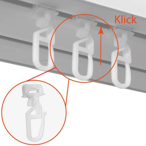 Bestlivings Klickgleiter (150er Pack) für Kunststoff- & Aluminiumschienen - 100% Kunststoff - Faltenleghaken Faltengleiter in versch. Ausführungen
