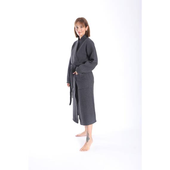 nottoc Bademantel 100% Baumwolle Waffelstoff Reisebademantel für Damen und Herren, Weiches, Saugfähiges und Leichtes Spa Bademäntel (DE/NL/SE/PL, Alphanumerisch, M, Regular, Regular, Anthrazit Grau)