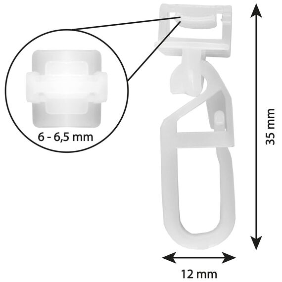 Bestlivings Klickgleiter (100er Pack) für Aluminiumschienen - 100% Kunststoff - Faltenleghaken Faltengleiter in versch. Ausführungen