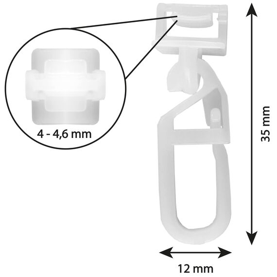 Bestlivings Klickgleiter (200er Pack) für Kunststoff- & Aluminiumschienen - 100% Kunststoff - Faltenleghaken Faltengleiter in versch. Ausführungen