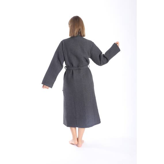 Nottoc Bademantel 100% Baumwolle Waffelstoff Reisebademantel für Damen und Herren, Weiches, Saugfähiges und Leichtes Spa Bademäntel (DE/NL/SE/PL, Alphanumerisch, XXL, Regular, Regular, Anthrazit Grau)