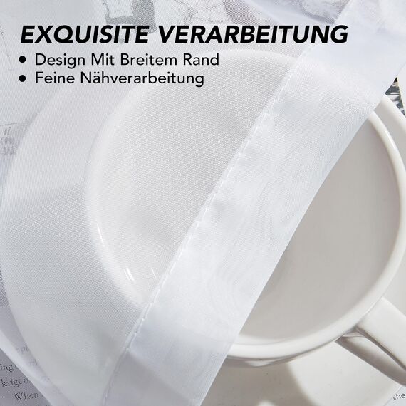 Deconovo Gardinen mit Kräuselband Voile Vorhang Wohnzimmer Dekoschal Transparent Vorhänge für Schlafzimmer Kinderzimmer Gardinenschals, 260x200 cm(HöhexBreite), Weiß, 1 Stück