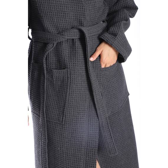 nottoc Bademantel 100% Baumwolle Waffelstoff Reisebademantel für Damen und Herren, Weiches, Saugfähiges und Leichtes Spa Bademäntel (DE/NL/SE/PL, Alphanumerisch, M, Regular, Regular, Anthrazit Grau)