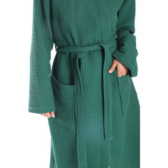 nottoc Bademantel 100% Baumwolle Waffelstoff Reisebademantel für Damen und Herren, Weiches, Saugfähiges und Leichtes Spa Bademäntel (DE/NL/SE/PL, Alphanumerisch, M, Regular, Regular, Grün)