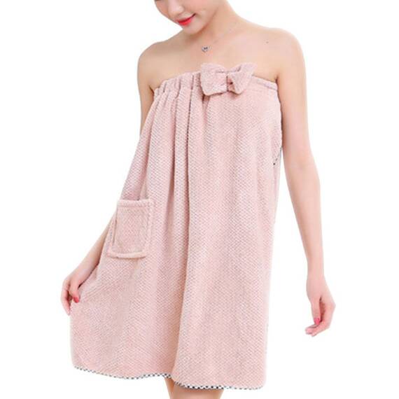 Damen Saunakilt Bademäntel Badetuch schnelltrocknend mit Gummizug Klettverschluss und Tasche Handtuch-Kleid weich komfortabel Saunatuch kurz Knielang Badekleid Sauna Pool Reise Spa Hochwertiger