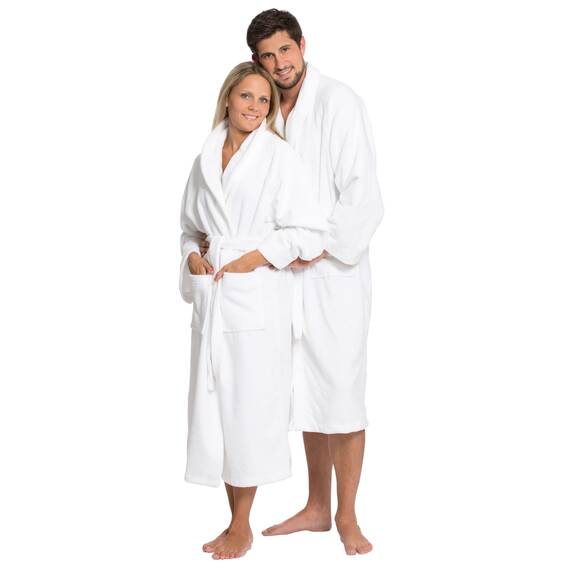 ZOLLNER Bademantel - flauschig und saugstark - Unisex - Größe L - weiß - außen aus Polyester und innen aus Baumwoll-Mischgewebe - waschbar bis 95°C - Hotelqualität - Oeko Tex® zertifiziert