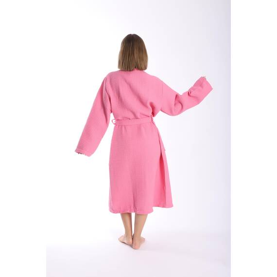nottoc Bademantel 100% Baumwolle Waffelstoff Reisebademantel für Damen und Herren, Weiches, Saugfähiges und Leichtes Spa Bademäntel (DE/NL/SE/PL, Alphanumerisch, XL, Regular, Regular, Rosa)