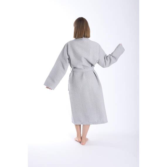 nottoc Bademantel 100% Baumwolle Waffelstoff Reisebademantel für Damen und Herren, Weiches, Saugfähiges und Leichtes Spa Bademäntel (DE/NL/SE/PL, Alphanumerisch, 3XL, Regular, Regular, Silbergrau)