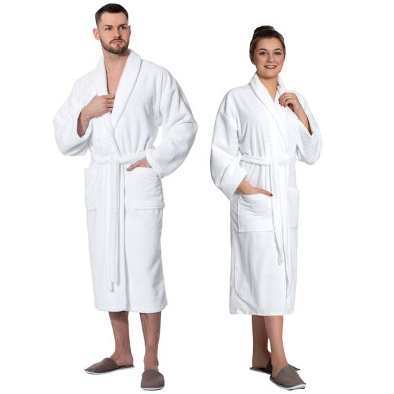 ZOLLNER Bademantel Velours - hautfreundlich und saugstark - für Damen und Herren - Mischgewebe - Größe XL in weiß - waschbar bis 95°C - Hotelqualität - Oeko Tex® zertifiziert