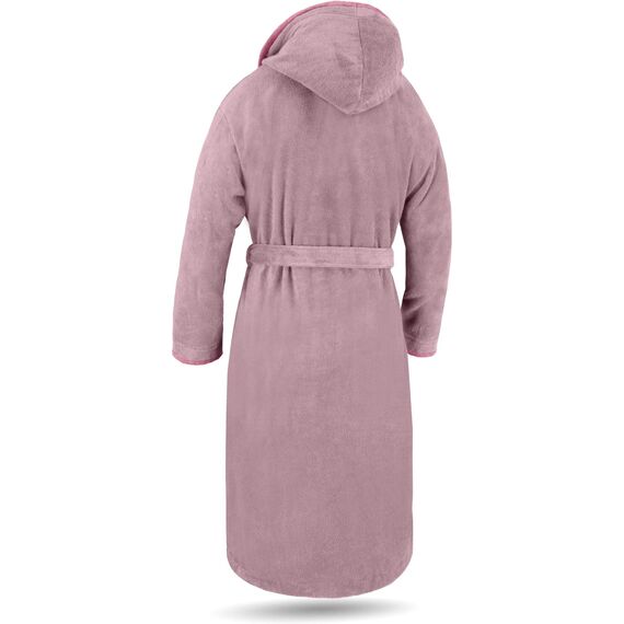 normani Damen Baumwoll Bademantel mit Kapuze in Geschenk-Box - weiche Premium Qualität - Öko Tex 100 Farbe Rosa Größe XXL