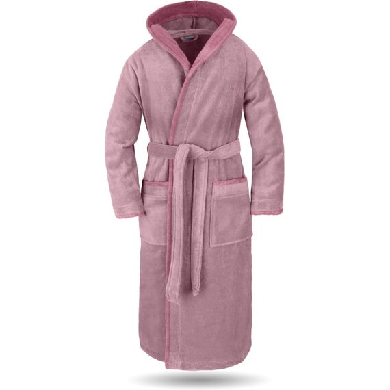 normani Damen Baumwoll Bademantel mit Kapuze in Geschenk-Box - weiche Premium Qualität - Öko Tex 100 Farbe Rosa Größe XL