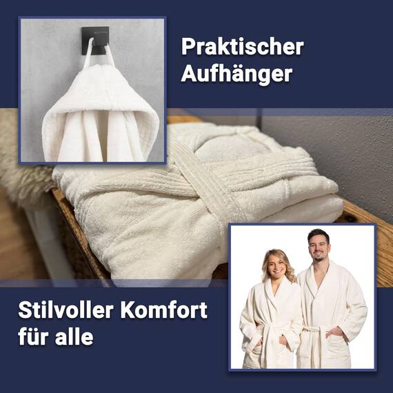 ZOLLNER Bademantel - flauschig und saugstark - Unisex - Größe M - creme - außen aus Polyester und innen aus Baumwoll-Mischgewebe - waschbar bis 60°C - Hotelqualität - Oeko Tex® zertifiziert