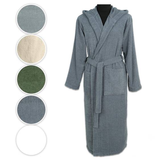 Vency - Luxuriöser Bademantel mit Kapuze, Dunkelgrau (XL), 100% Baumwolle, Weich & Saugstark - Ideal für Spa & Zuhause, für Damen und Herren