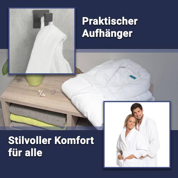 ZOLLNER Bademantel - flauschig und saugstark - Unisex - Größe S - weiß - außen aus Polyester und innen aus Baumwoll-Mischgewebe - waschbar bis 95°C - Hotelqualität - Oeko Tex® zertifiziert
