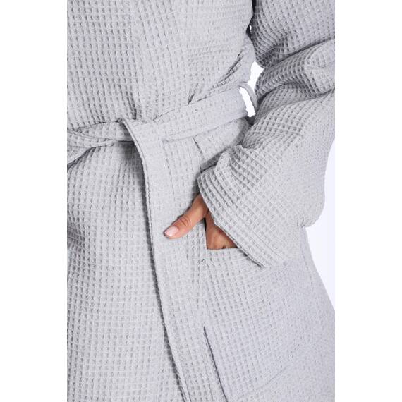 nottoc Bademantel 100% Baumwolle Waffelstoff Reisebademantel für Damen und Herren, Weiches, Saugfähiges und Leichtes Spa Bademäntel (DE/NL/SE/PL, Alphanumerisch, 3XL, Regular, Regular, Silbergrau)