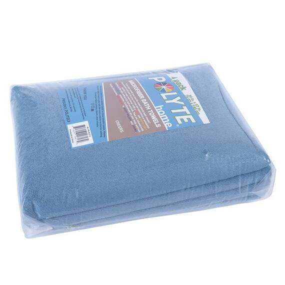 Polyte - Premium-Mikrofaserbadetuch - fusselfrei & schnelltrocknend - Blau - 145 x 76 cm - 4 Stück