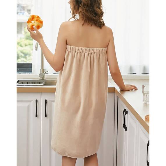 DAIHAN Damen Saunakilt Bademäntel Badetuch Schnelltrocknend Strand Wickelkleid Bademantel Handtuch Badekleid Reise Spa Schwimmen Saunamantel Robe Kurz,Khaki,80 * 135cm