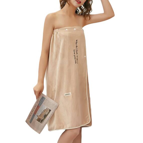 DAIHAN Damen Saunakilt Bademäntel Badetuch Schnelltrocknend Strand Wickelkleid Bademantel Handtuch Badekleid Reise Spa Schwimmen Saunamantel Robe Kurz,Khaki,80 * 135cm