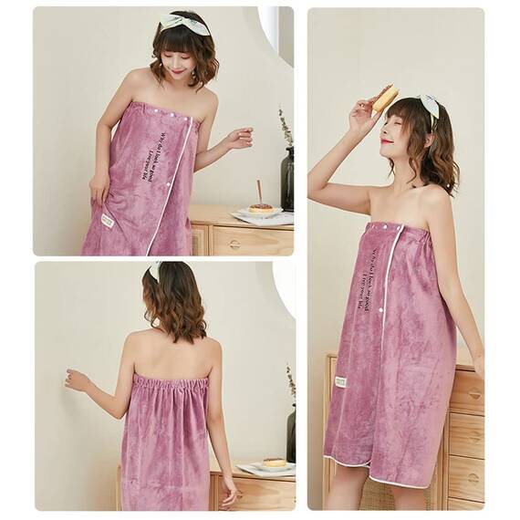 DAIHAN Damen Saunakilt Bademäntel Badetuch Schnelltrocknend Strand Wickelkleid Bademantel Handtuch Badekleid Reise Spa Schwimmen Saunamantel Robe Kurz,Violett,80 * 135cm