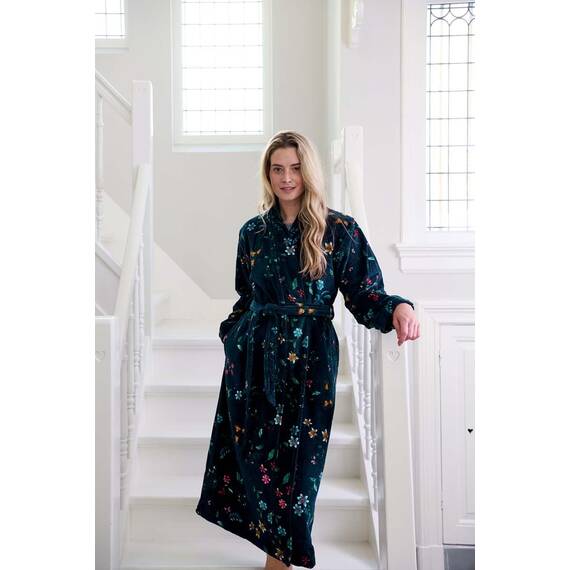 Pip Studio Bademantel Les Fleurs Dunkel Blau XS
