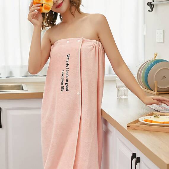 DAIHAN Damen Saunakilt Bademäntel Badetuch Schnelltrocknend Strand Wickelkleid Bademantel Handtuch Badekleid Reise Spa Schwimmen Saunamantel Robe Kurz,Rosa2,80 * 135cm