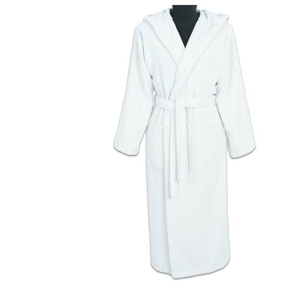 Vency - Luxuriöser Bademantel mit Kapuze, Weiß (L), 100% Baumwolle, Weich & Saugstark - Ideal für Spa & Zuhause, für Damen und Herren