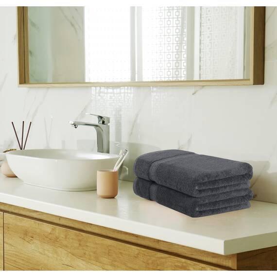 Utopia Towels - 8 teilig Handtücher Set aus Baumwolle mit Aufhänger - 2 Badetuch, 2 Handtücher und 4 Washclappen - (Grau)