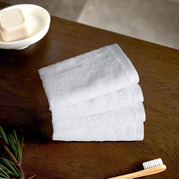 Amazon Basics Waschlappen Set, 100% Baumwolle Extra Saugfähig Schnelltrocknend, 30 x 30 cm, Weiß, 12er-Pack