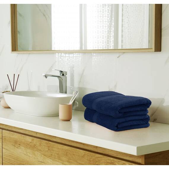 Utopia Towels - 8 teilig Handtücher Set aus Baumwolle mit Aufhänger - 2 Badetuch, 2 Handtücher und 4 Washclappen - (Marine Blau)