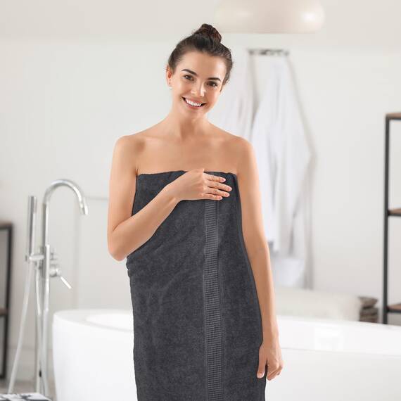 Utopia Towels - 2er Badetücher Groß aus Baumwolle mit Aufhänger, Saunatücher,Badehandtücher Groß, Handtücher 90 x 180 cm (Grau)