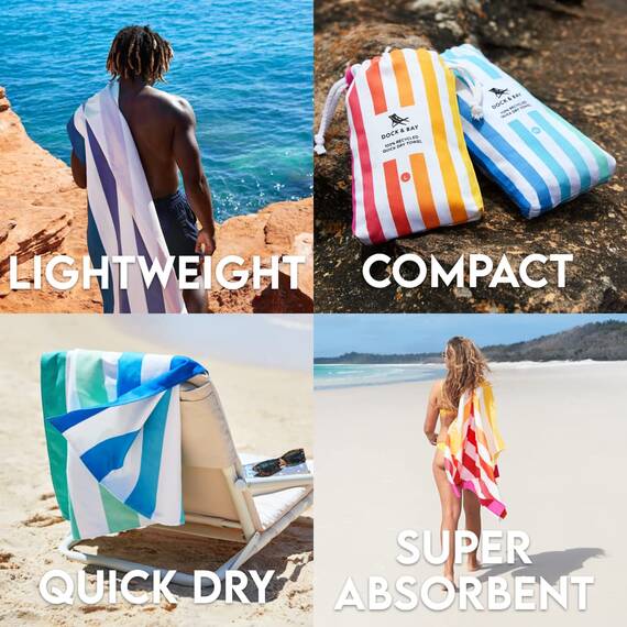 Dock & Bay Strandhandtuch - Schnell trocknende Mikrofaser, ohne Sand - Kompakt, Leicht - 100% recycelt - Inklusive Beutel - Summer - Peach Sunrise, Extra Large (200x90cm, 78x35)