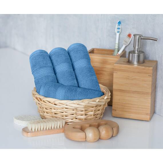 Utopia Towels - 8 teilig Handtücher Set aus Baumwolle mit Aufhänger - 2 Badetuch, 2 Handtücher und 4 Washclappen - (elektrisch blau)