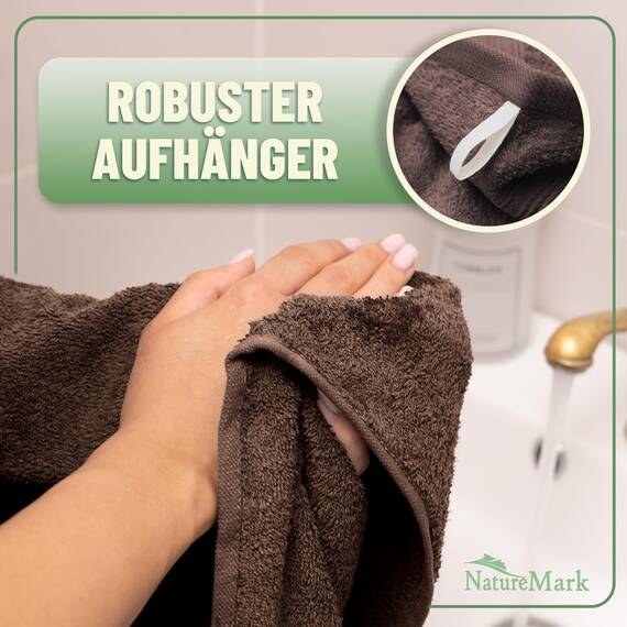 Green Mark Handtuch-Set mit 10 Teilen – 100% Baumwolle – 4 Handtücher 50×100 cm, 2 große Duschtücher 70×140 cm, 2 Gästetücher 30×50 cm und 2 Waschhandschuhe – Schokobraun
