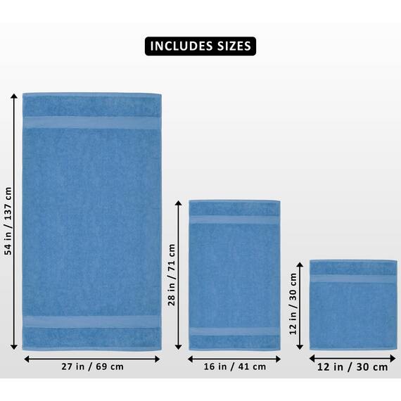 Utopia Towels - 8 teilig Handtücher Set aus Baumwolle mit Aufhänger - 2 Badetuch, 2 Handtücher und 4 Washclappen - (elektrisch blau)