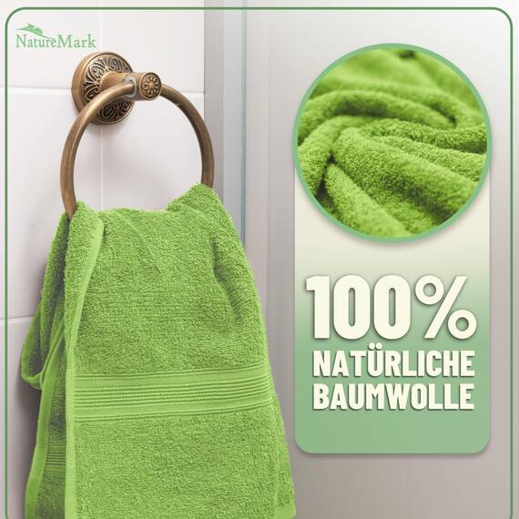 Green Mark Handtuch-Set mit 10 Teilen – 100% Baumwolle – 4 Handtücher 50×100 cm, 2 große Duschtücher 70×140 cm, 2 Gästetücher 30×50 cm und 2 Waschhandschuhe – Apfelgrün