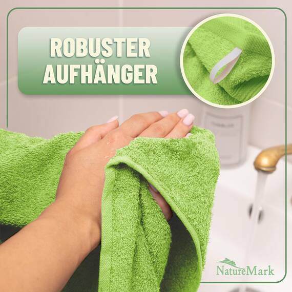 Green Mark Handtuch-Set mit 10 Teilen – 100% Baumwolle – 4 Handtücher 50×100 cm, 2 große Duschtücher 70×140 cm, 2 Gästetücher 30×50 cm und 2 Waschhandschuhe – Apfelgrün