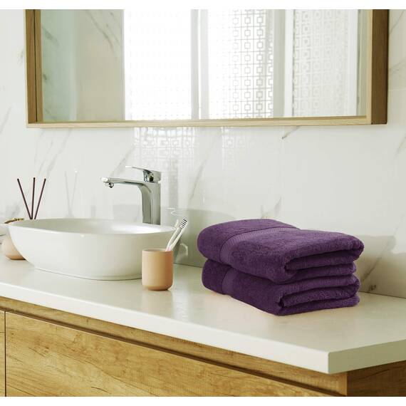 Utopia Towels - 8 teilig Handtücher Set aus Baumwolle mit Aufhänger - 2 Badetuch, 2 Handtücher und 4 Washclappen - (Pflaume)