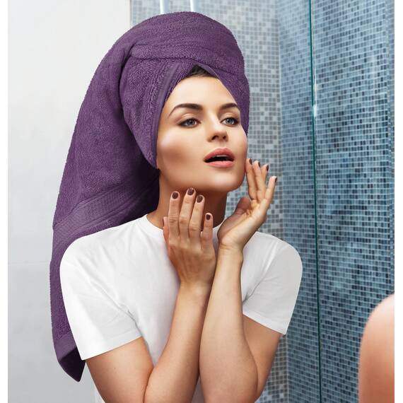 Utopia Towels - 8 teilig Handtücher Set aus Baumwolle mit Aufhänger - 2 Badetuch, 2 Handtücher und 4 Washclappen - (Pflaume)